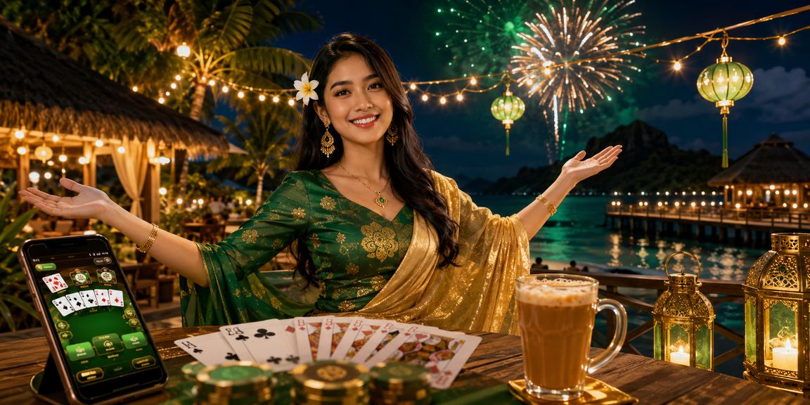 Pemain menikmati permainan kad Teen Patti dengan suasana tropika Langkawi